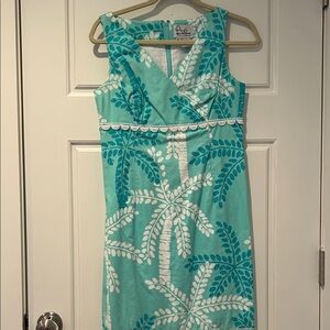 Lilly Pulitzer Aqua and White Palm Mini Dress